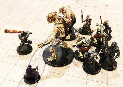 Thun and Arwyn engage the undead horde head on (Dungeons and Dragons miniatures)