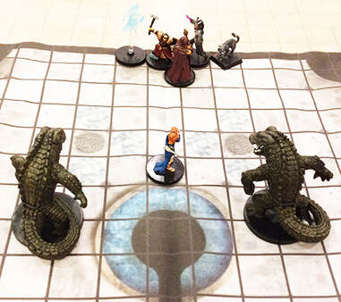 The Heroes approach a mummy cleric and Khumat guards.