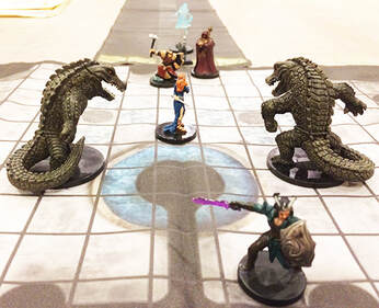 Lupin sneaking behind the mummy cleric (D&D minis)