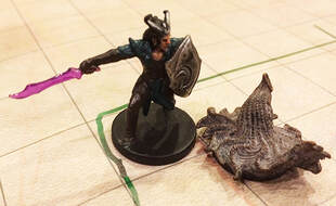 Lupin the Tiefling fights a baby Roper (D&D minis)