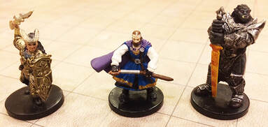 Leaders of the United: General Sterling, Baron Damocles, and Mork (D&D miniatures)