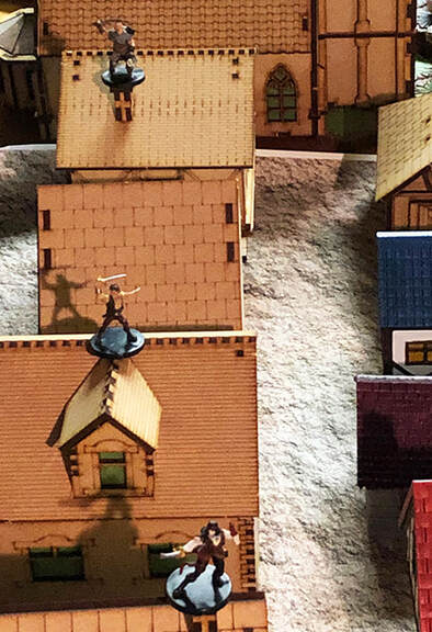 A young Conrad Frost jumps among the rooftops