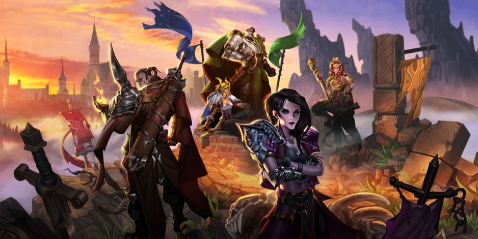 Art featuring a group of dungeons and dragons adventurers of different classes